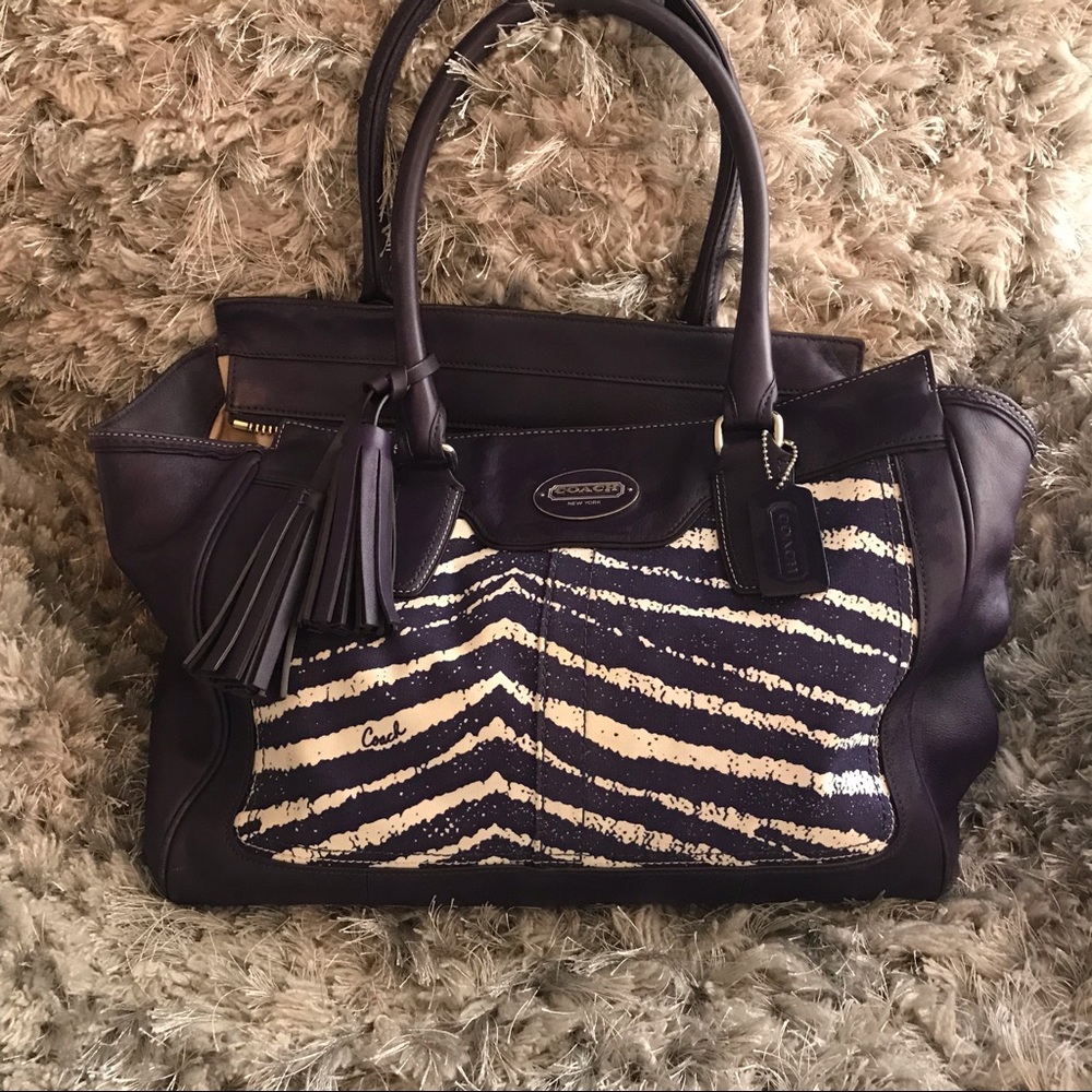Coach purple and white handbag